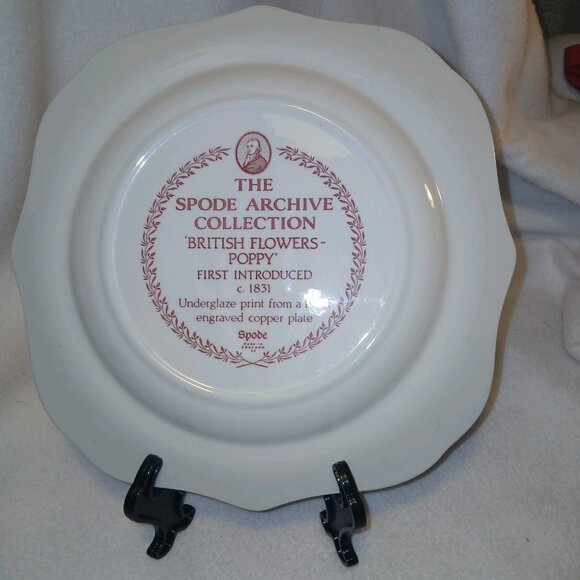 Spode Archive Collection British Flowers Poppy Dessert Buffet Plate Cranberry - Picture 12 of 14